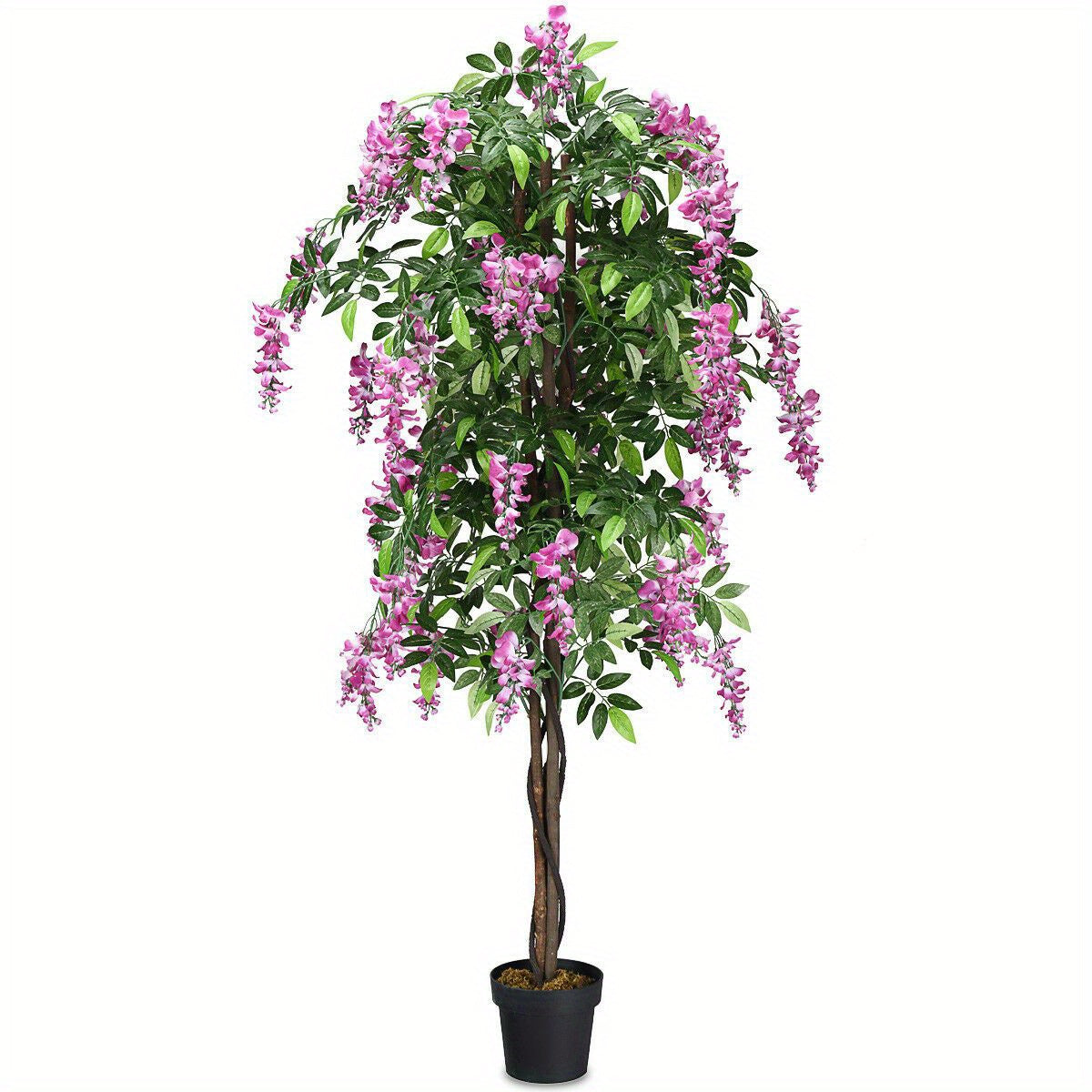 6 pieds Arbre artificiel de glycine en soie Fleur rose Décoration intérieure-Patio Maison