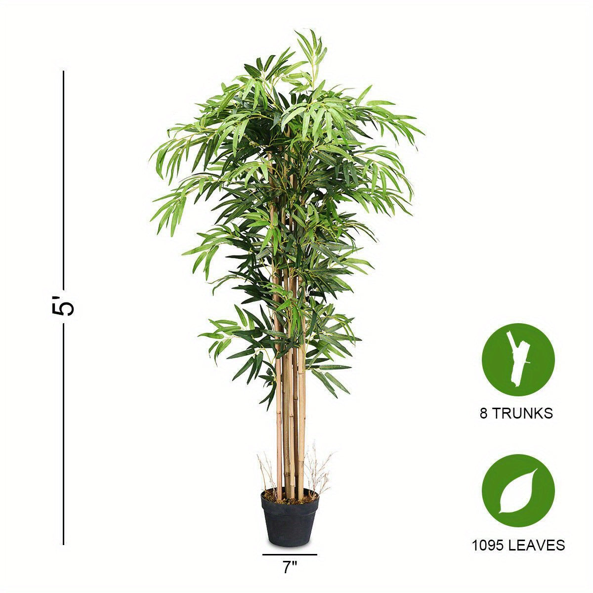 TANGKULA 5 Pieds Bambou Artificiel Soie Arbre Vert Intérieur-Extérieur Décoration Maison Planteur Décoratif