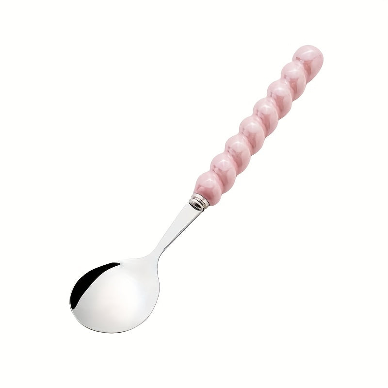 4pcs Stainless Steel Pearl Handle Spoon Household Coffee Spoon Special Good-looking Water Cup High-Value Mixing Spoon