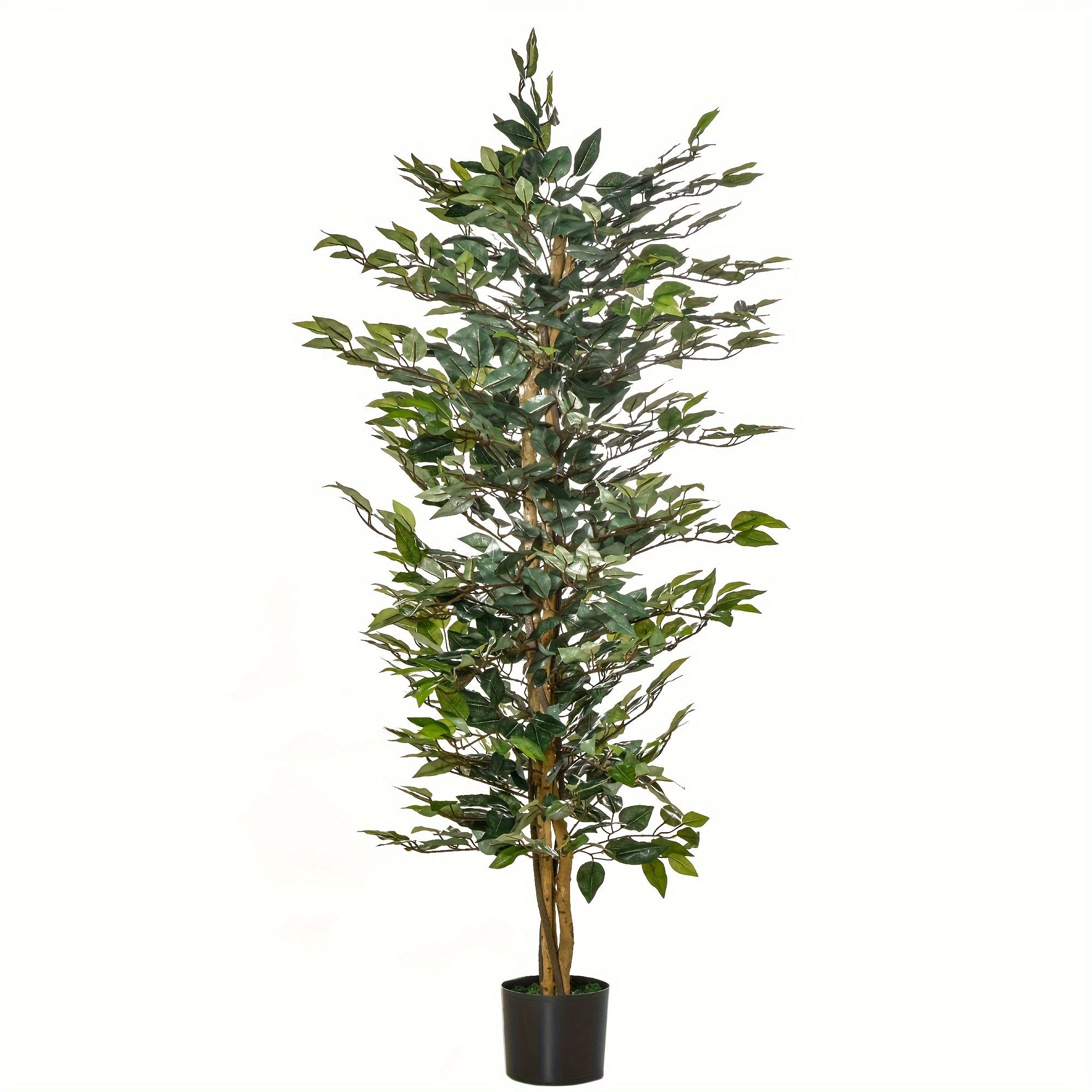 Arbre artificiel en Ficus de 5 pieds, faux arbre avec feuilles, plante artificielle dans un pot de pépinière pour la décoration intérieure et extérieure