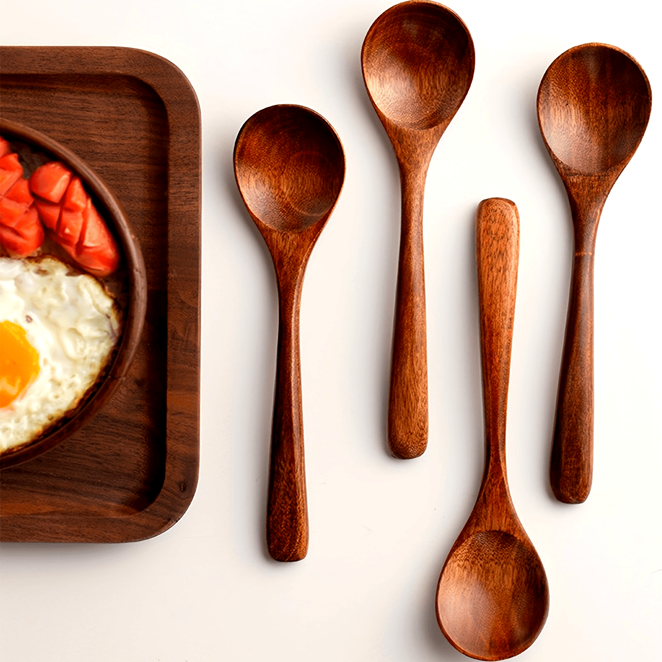 4pcs, Modern Reusable Wooden Spoons Set for Dinner, Coffee, Milk, and Dessert - Perfect for Parties and Kitchen Gadgets