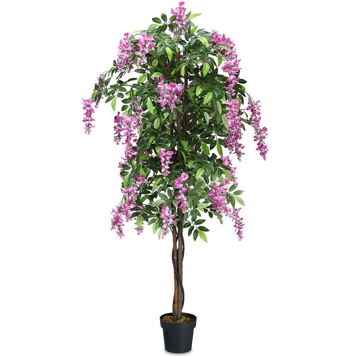 TANGKULA 6-pieds arbre de soie de wistaria artificielle fleur rose décoration intérieure-patio