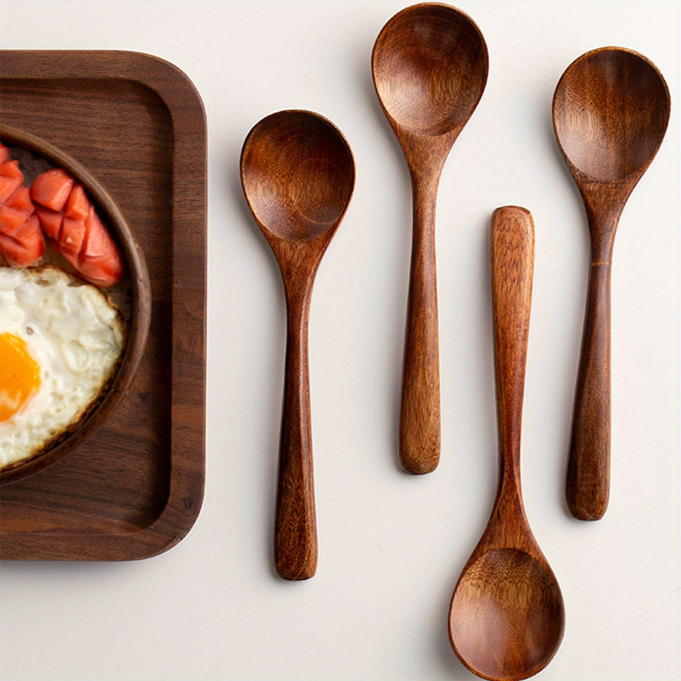 4pcs, Modern Reusable Wooden Spoons Set for Dinner, Coffee, Milk, and Dessert - Perfect for Parties and Kitchen Gadgets