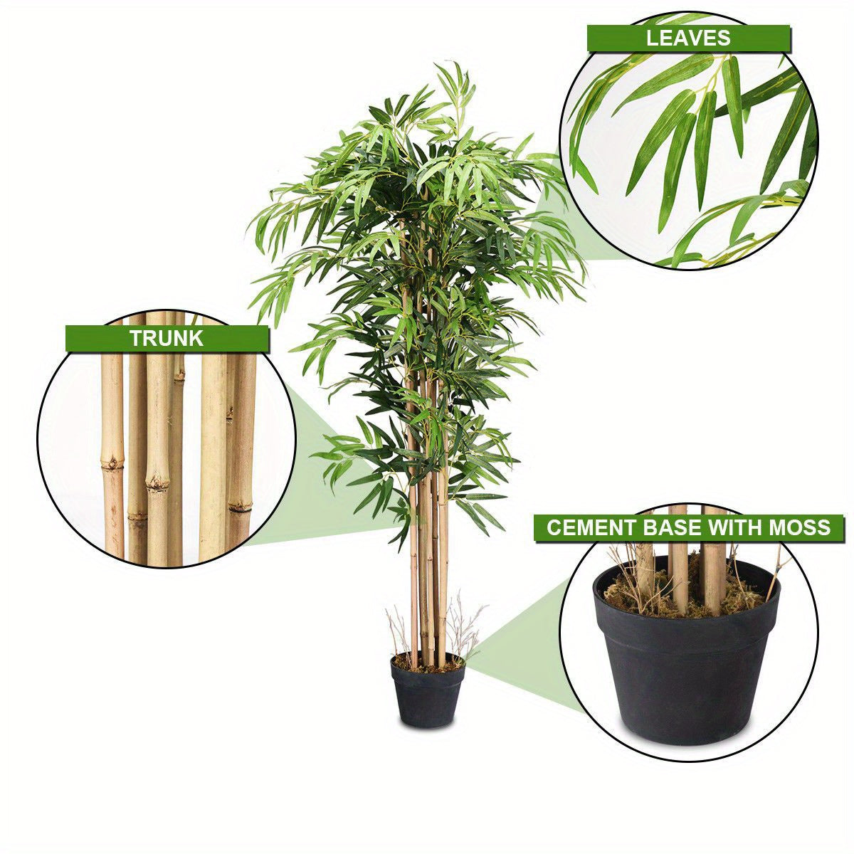 TANGKULA 5 Pieds Bambou Artificiel Soie Arbre Vert Intérieur-Extérieur Décoration Maison Planteur Décoratif